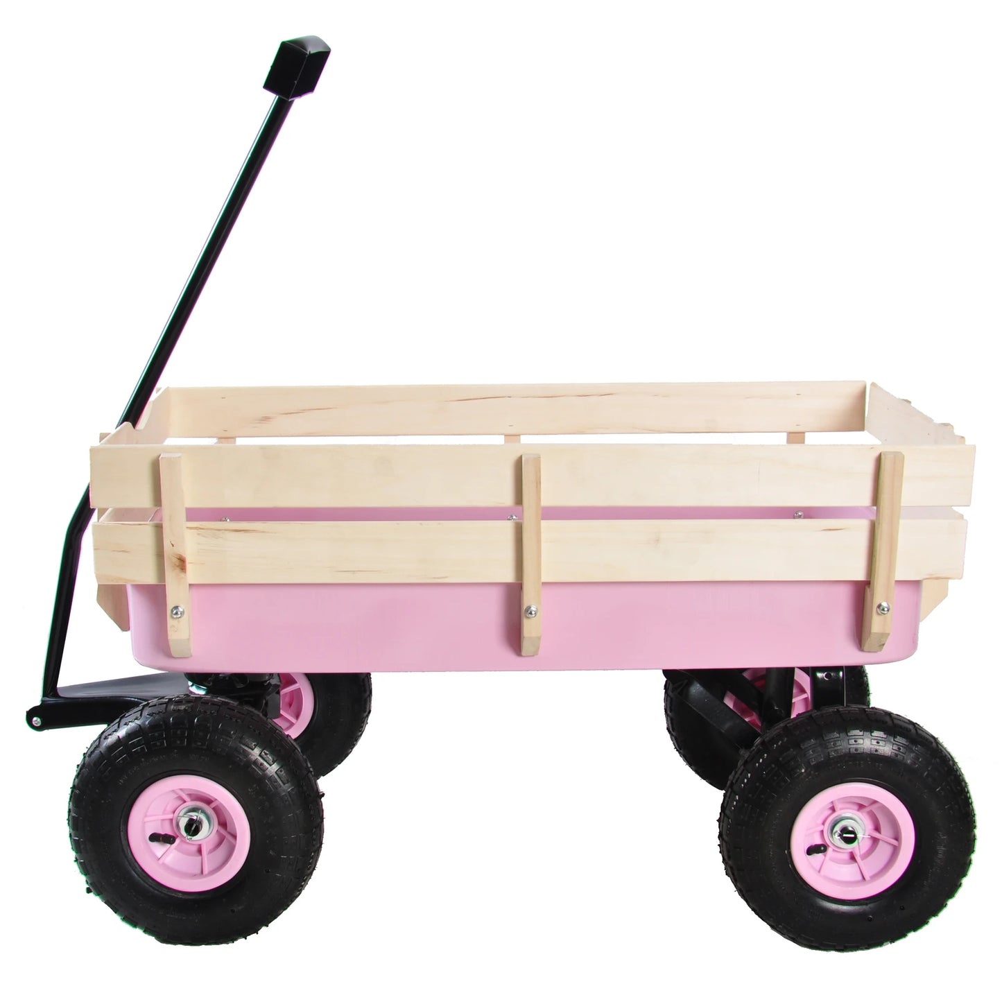 Outdoor Wagon Garden Cart With Wood Railing Air Tires