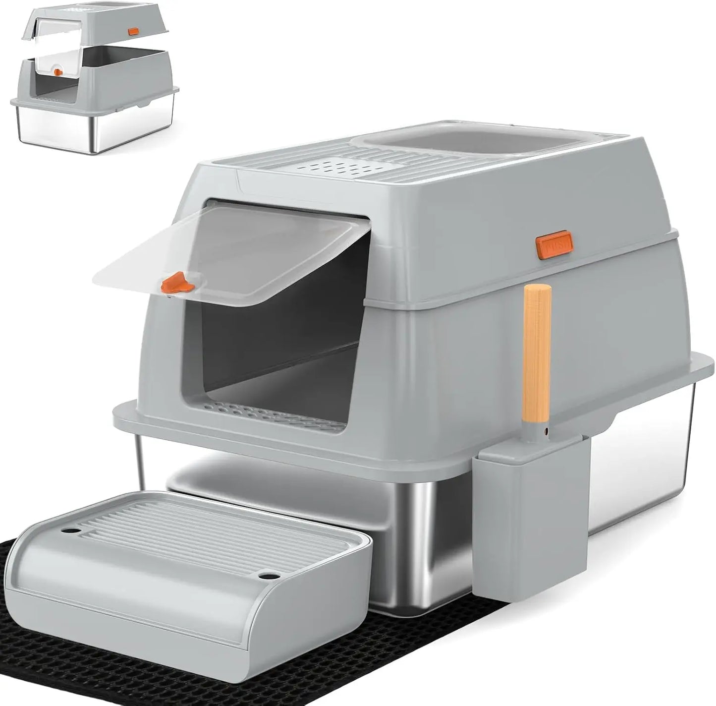 Stainless Steel Cat Litter Box With Lid And Scoop Included