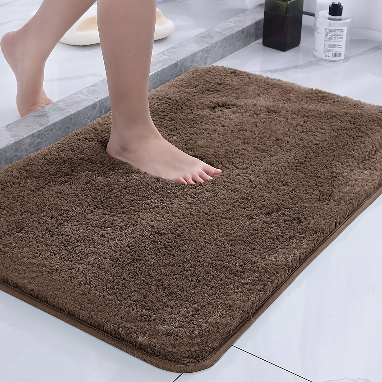 Super Absorbent Non-slip Bathroom Mat Plush Microfiber Quick Dry Washable Soft Bath Rug for Tub Balcony