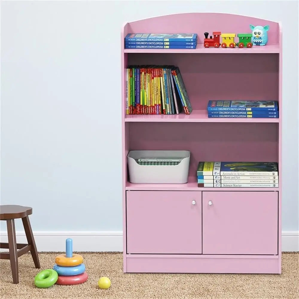 3-Tier Bookcase With Storage Cabinet And Door For Living Room