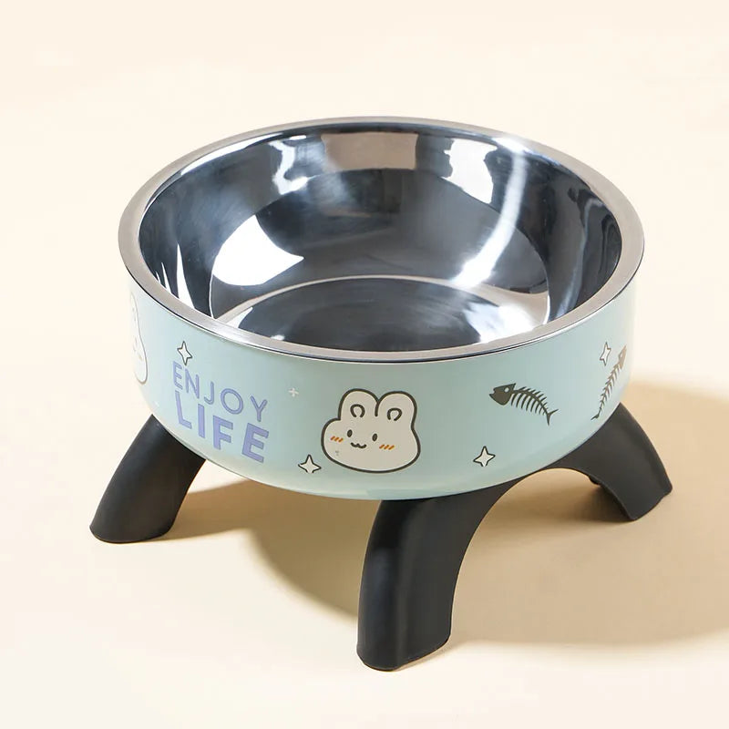 Cartoon Print Stainless Steel Pet Bowl For Dogs And Cats