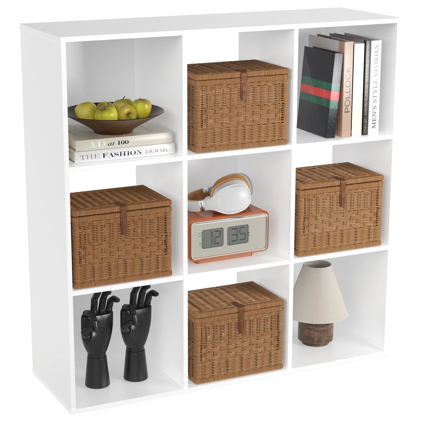JHK 9 Cube Wooden Storage Organizer Bookshelf for Living Room