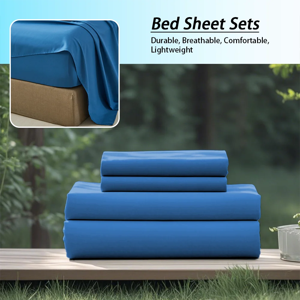 3/4Pcs soft solid color fashionable home bedding set, suitable for all seasons,1 fitted sheet, 1 flat sheet, 1/ 2 pillowcases