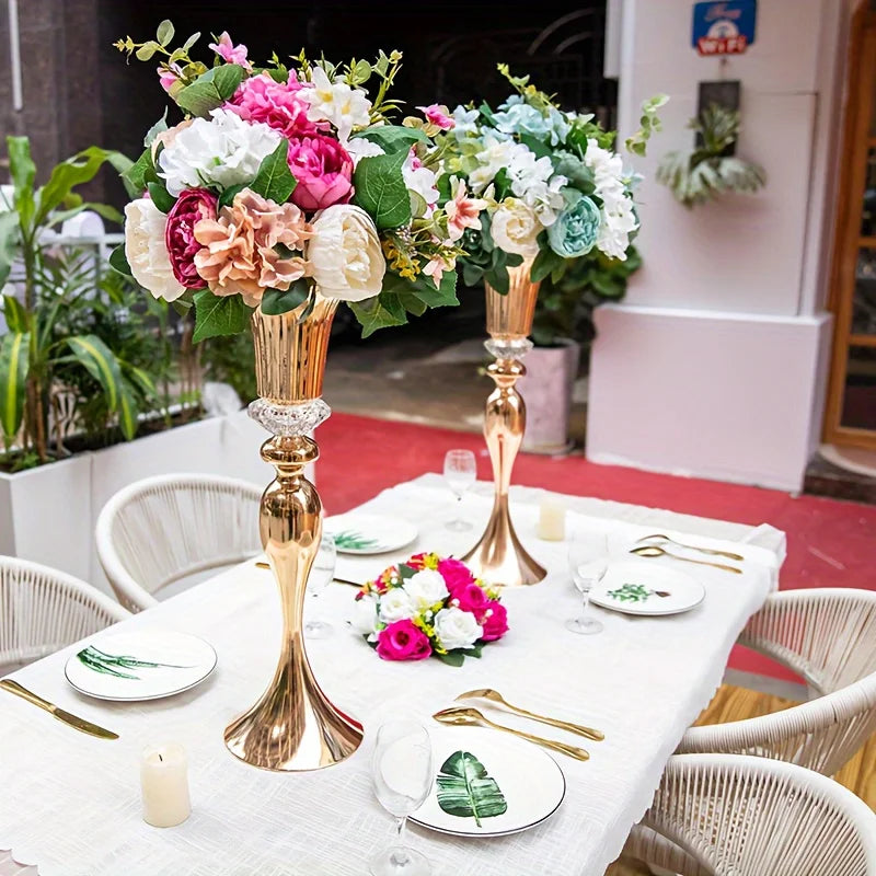 Crystal Flower Stands Metal Centerpiece Vases For Table Decor