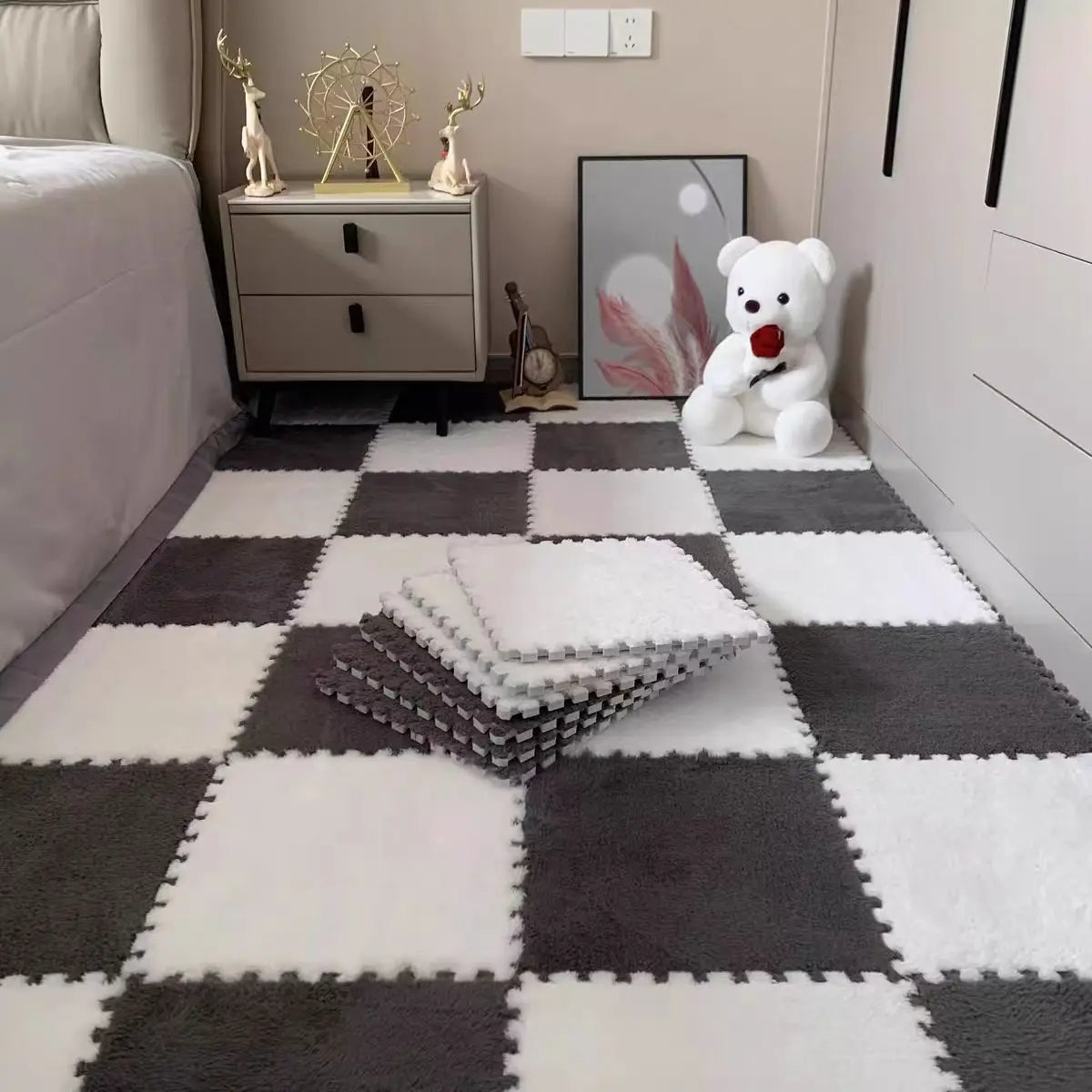 DHDH Soft Plush Interlocking Foam Kids Play Mat 10 Piece