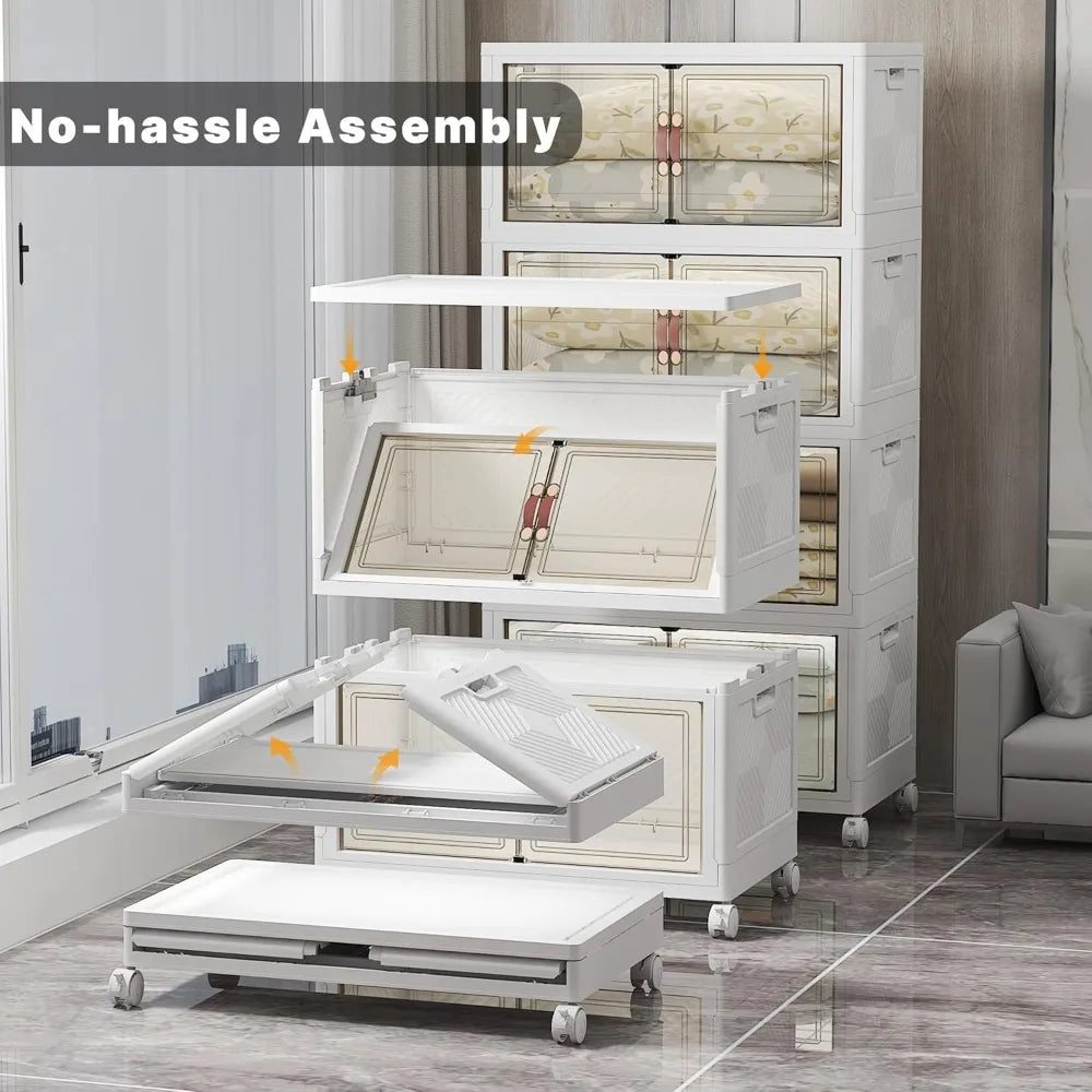 Durable Plastic Stackable Storage Bins With Lids And Wheels
