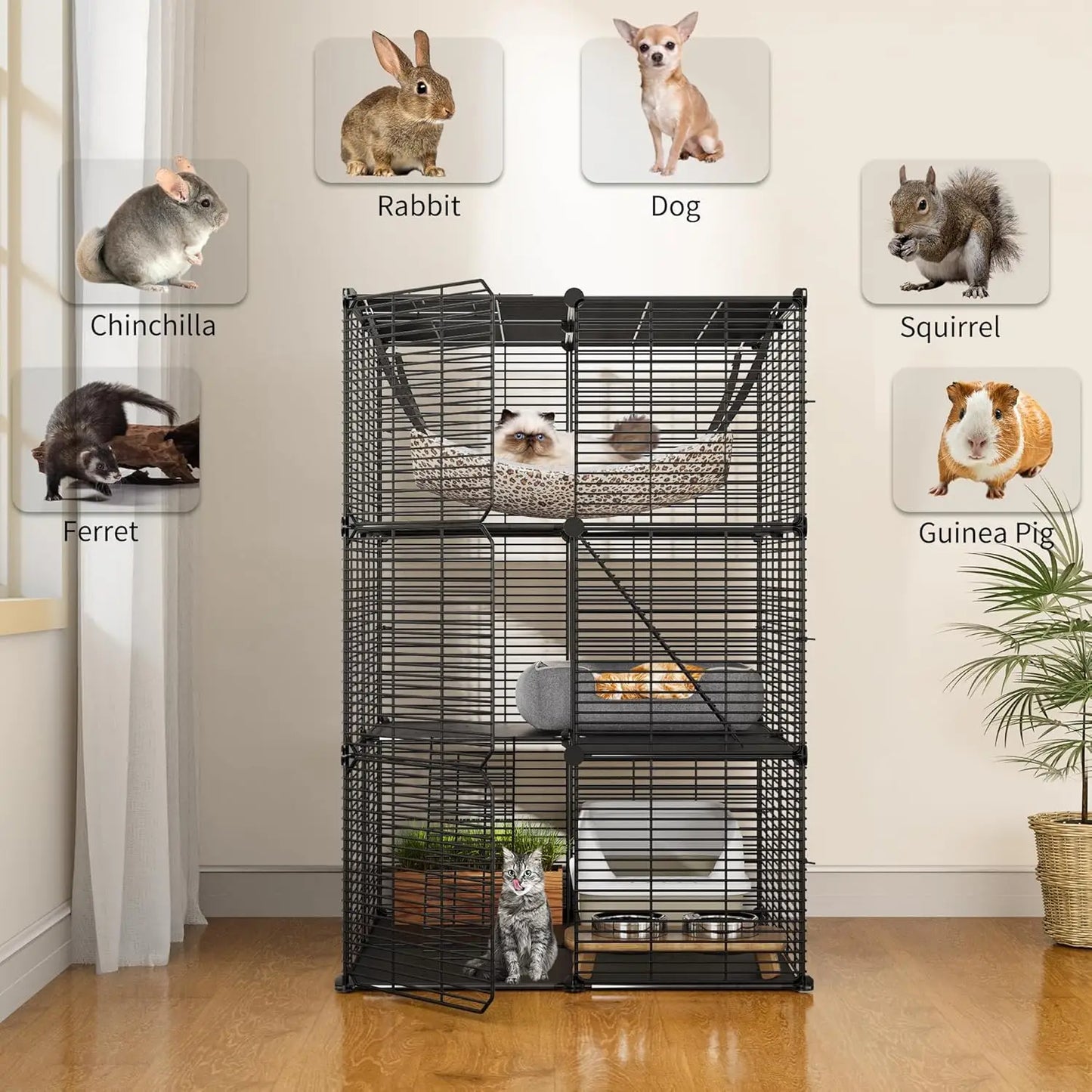 Cat Cage With Hammock Indoor Outdoor Playpen For Cats Rabbits