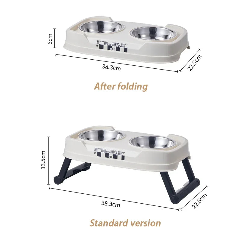 QWCH Pet Folding Elevated Bowl Anti Rollover Detachable Washable