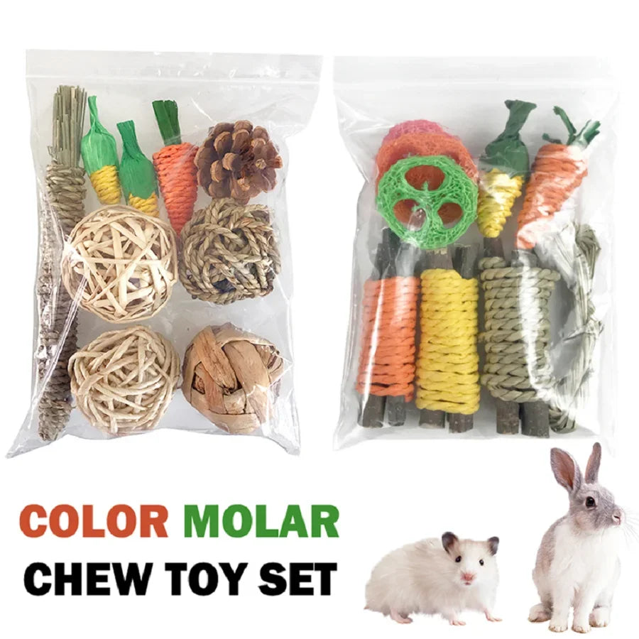 Small Pet Tooth Grinding Chew Toy Set For Rabbits Hamsters