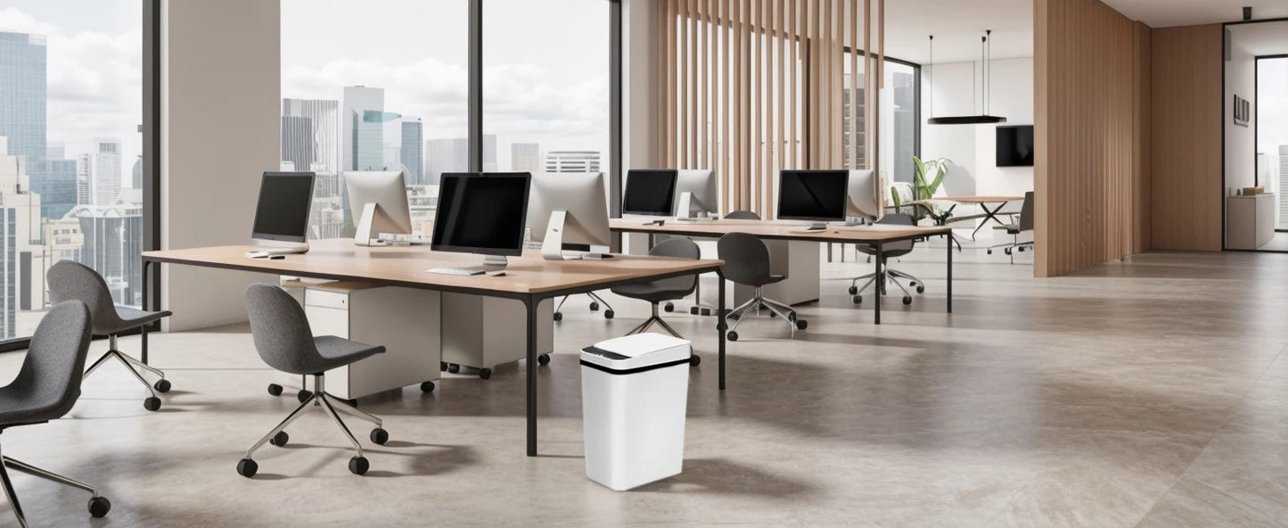 2 Pack 12L Bathroom Automatic Trash Cans Touchless Motion Sensor Slim with Lid for Bathroom Bedroom Living Room Office White