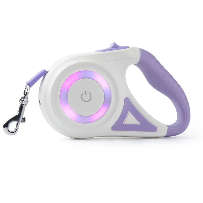 Automatic Retractable Dog Leash With LED Flashlight Nylon Lead