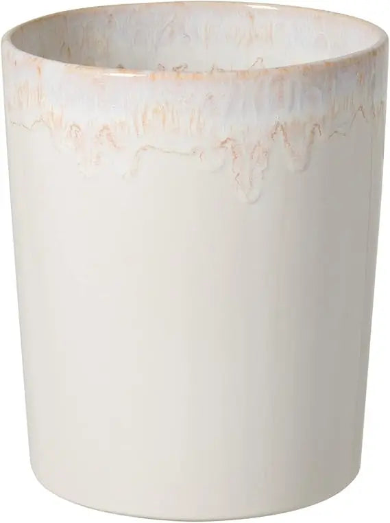 Ceramic Wastebasket in Taormina Collection, White Stoneware Bathroom Trash Can, 8 Inch Quality Bath Decor