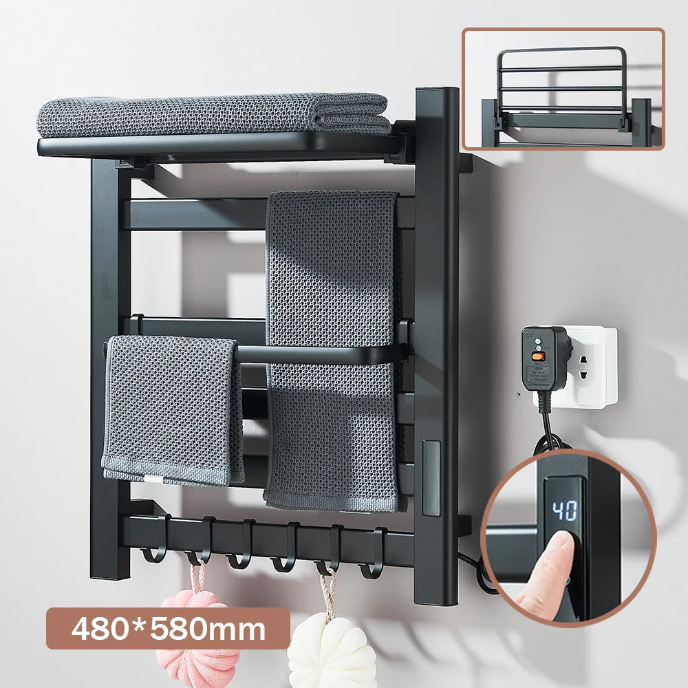Onyzpily Thermostatic Heated Towel Rack With Digital Display Stainless Steel