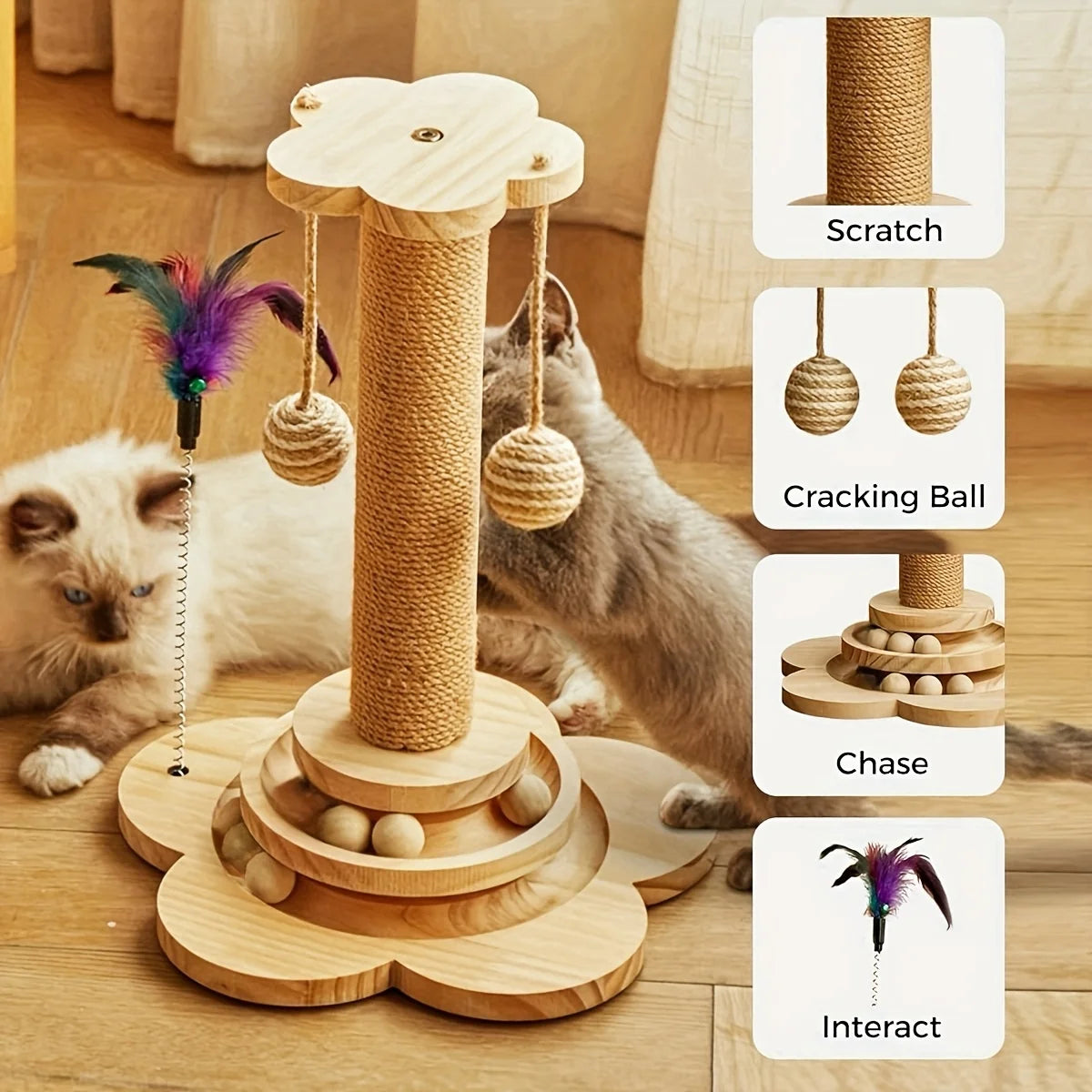ATMDOGCN Tall Cat Tree Tower With Sisal Posts And Perch