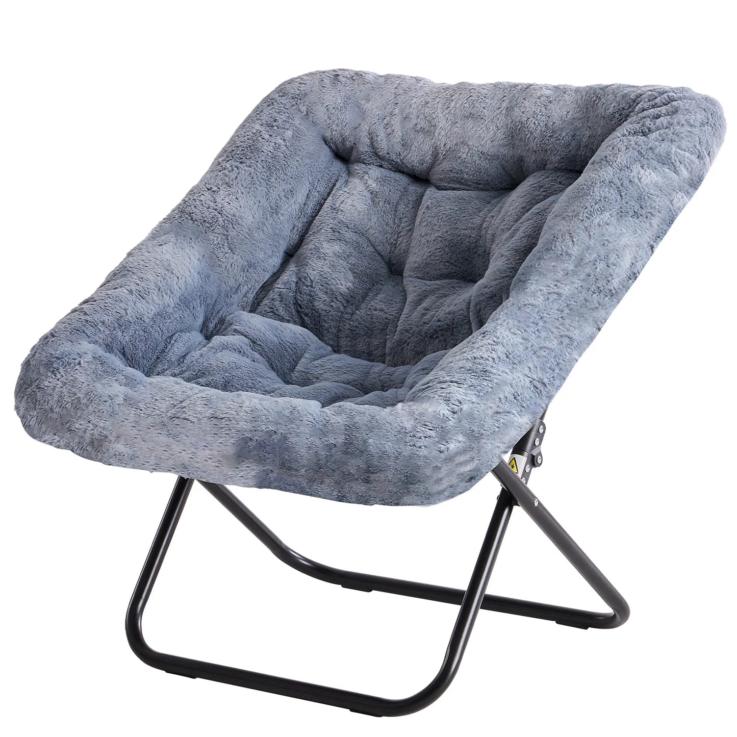 JHK Cozy Folding Saucer Chair With Faux Fur Padded Seat
