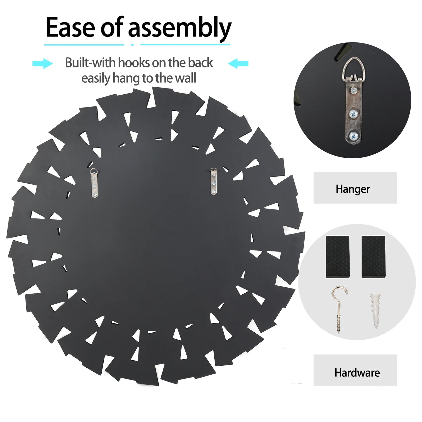 Wisfor Sunburst Round Wall Mirror Beveled Glass Modern Silver Finish