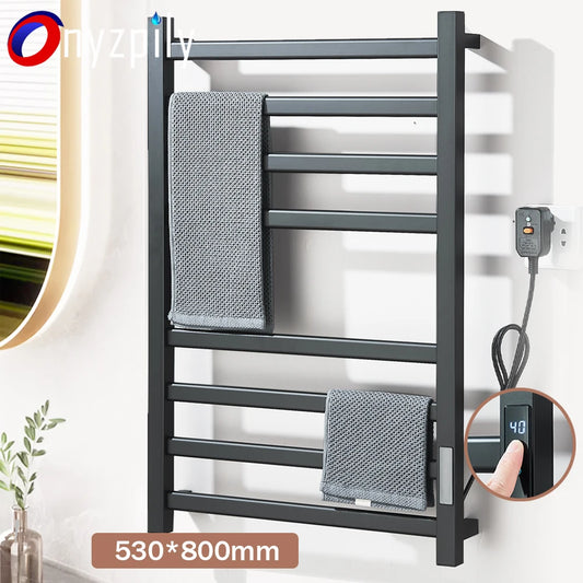Onyzpily Thermostatic Heated Towel Rack With Digital Display Stainless Steel
