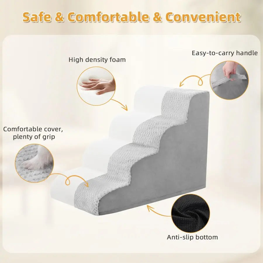 Dog Stairs Ramp Curved 4Step Steps For Small Dogs