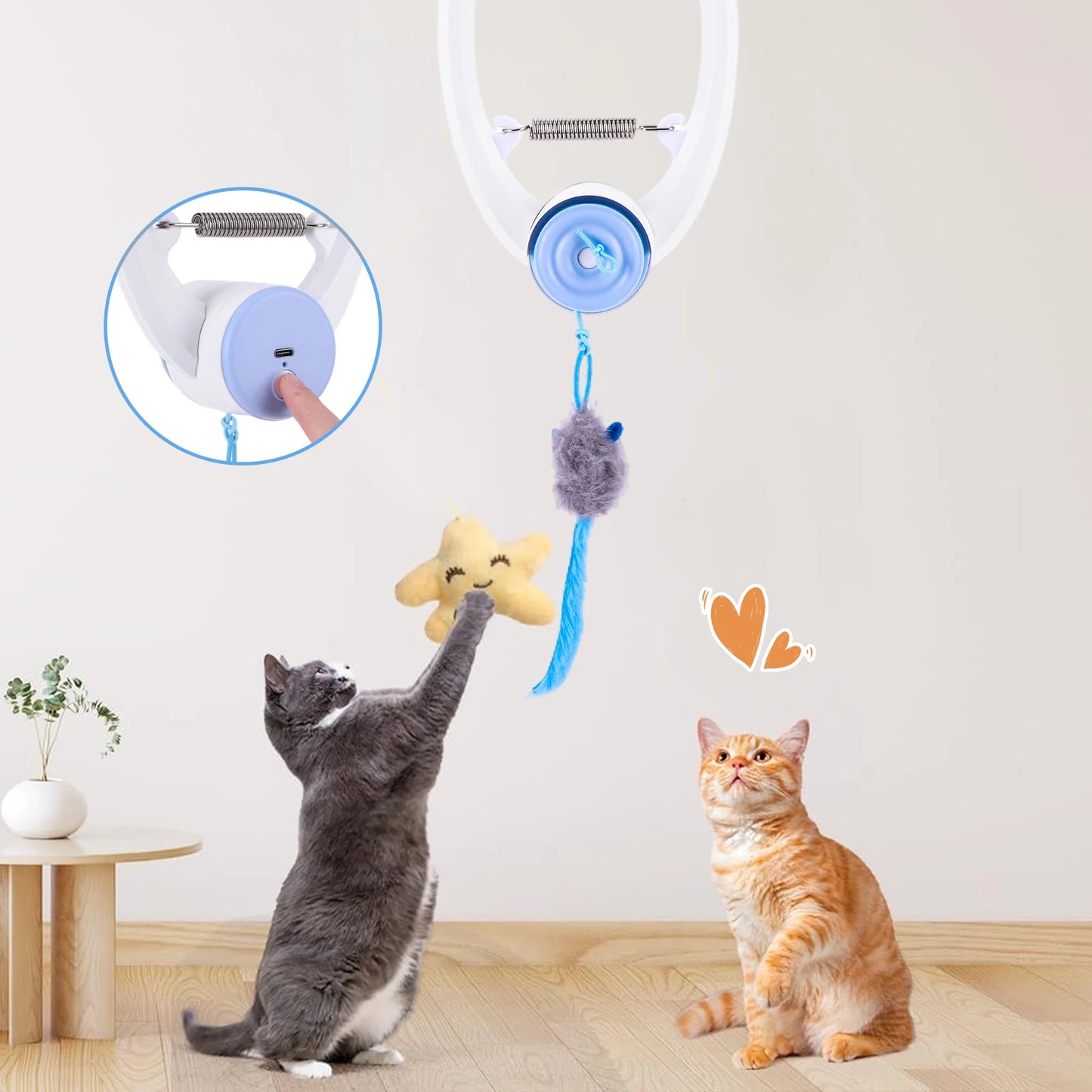 Door Hanging Automatic Retractable Kitten Teaser Toy With Catnip Mice