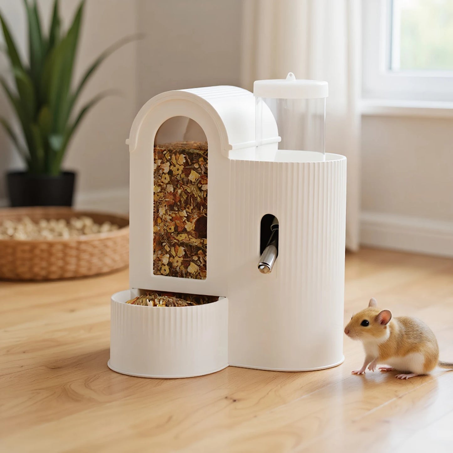 Alloet 2 in 1 Automatic Hamster Feeder and Waterer No Drip Dispenser