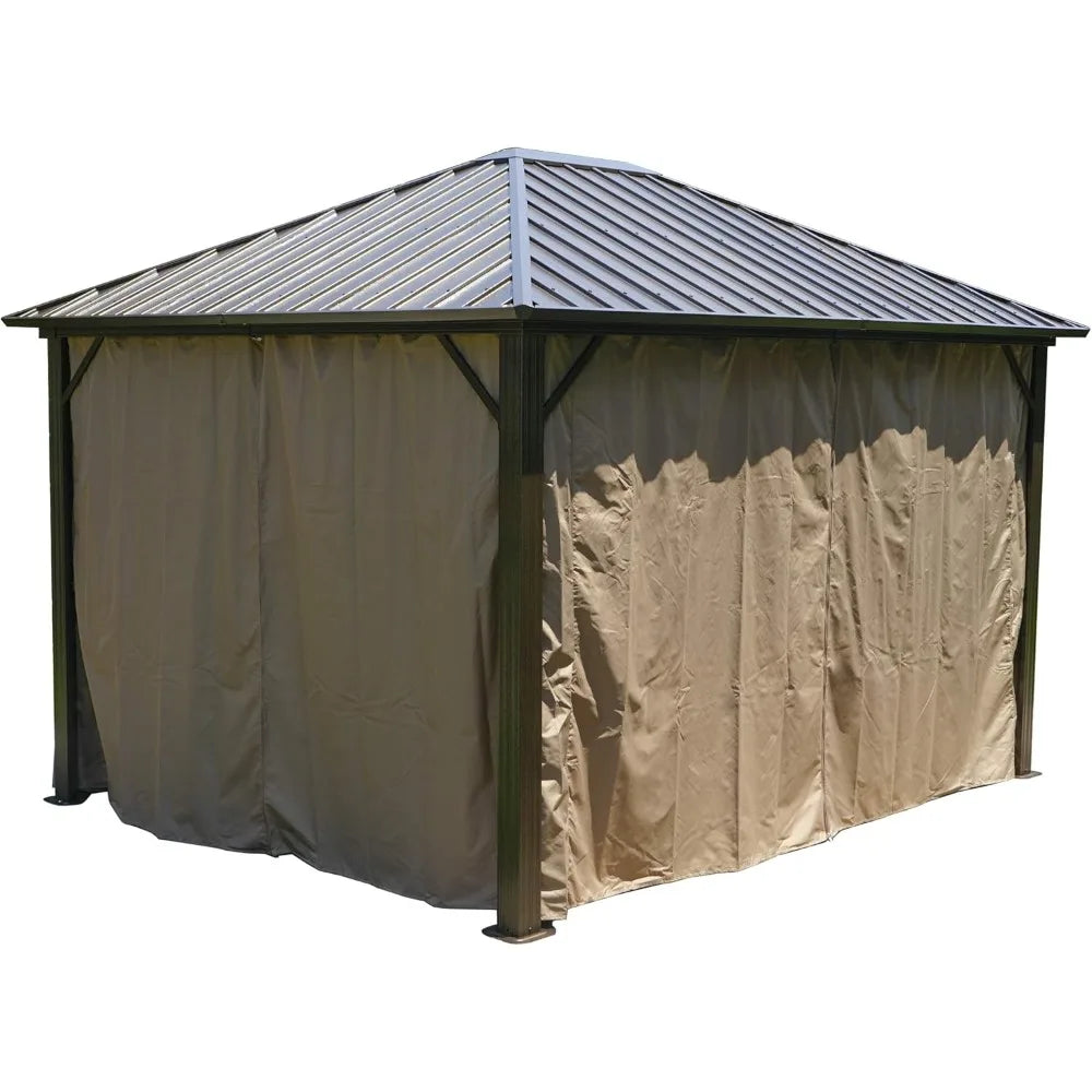 Rustproof Aluminum Hardtop Gazebo With Double Layer Sidewalls For Patio