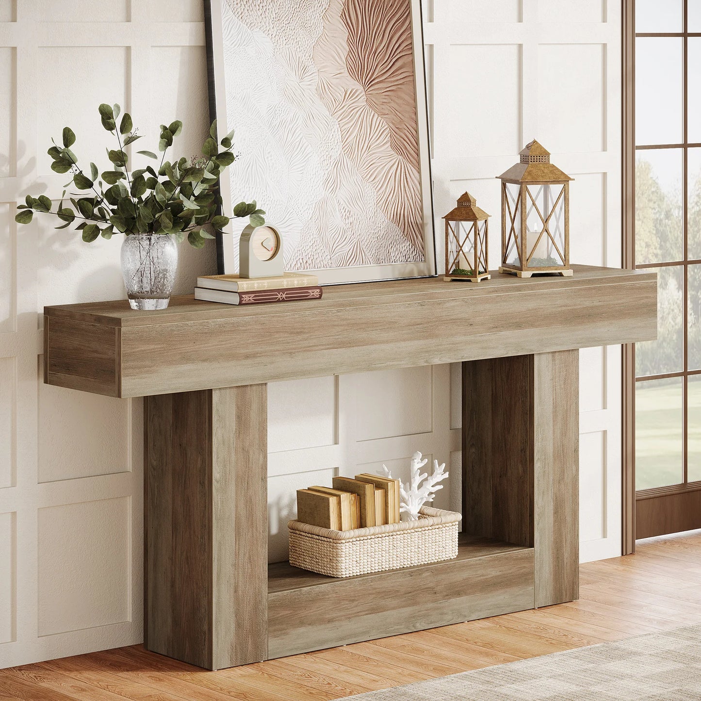 Tribesigns Farmhouse Console Table With U Shaped Base