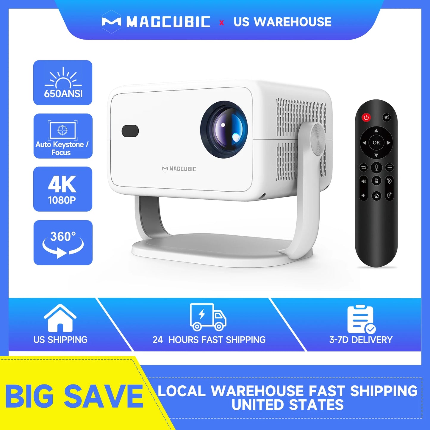 Magcubic Portable 1080P Projector Auto Focus Android 11 WiFi6