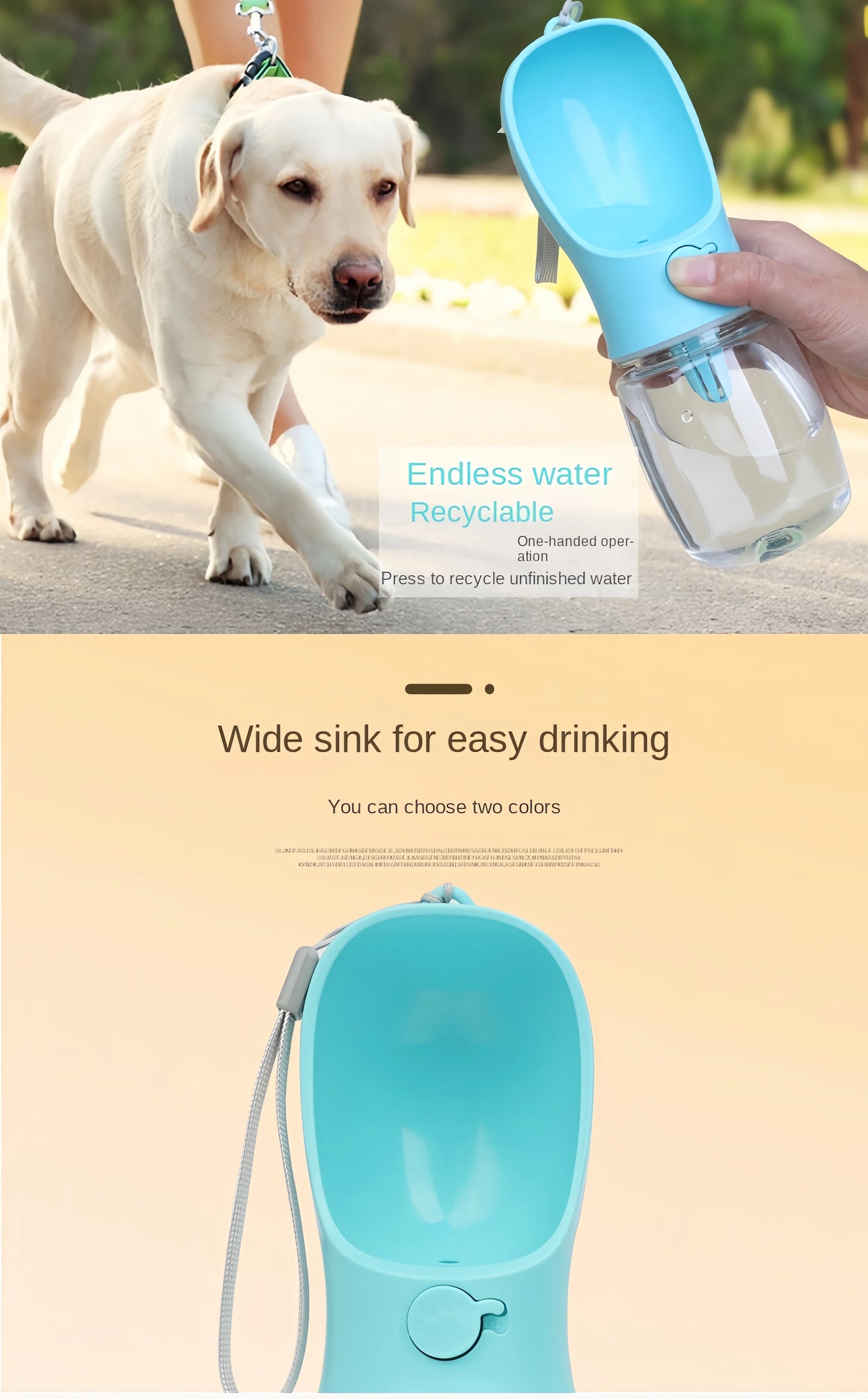 Portable Pet Water Bottle With Food And Water Storage Travel