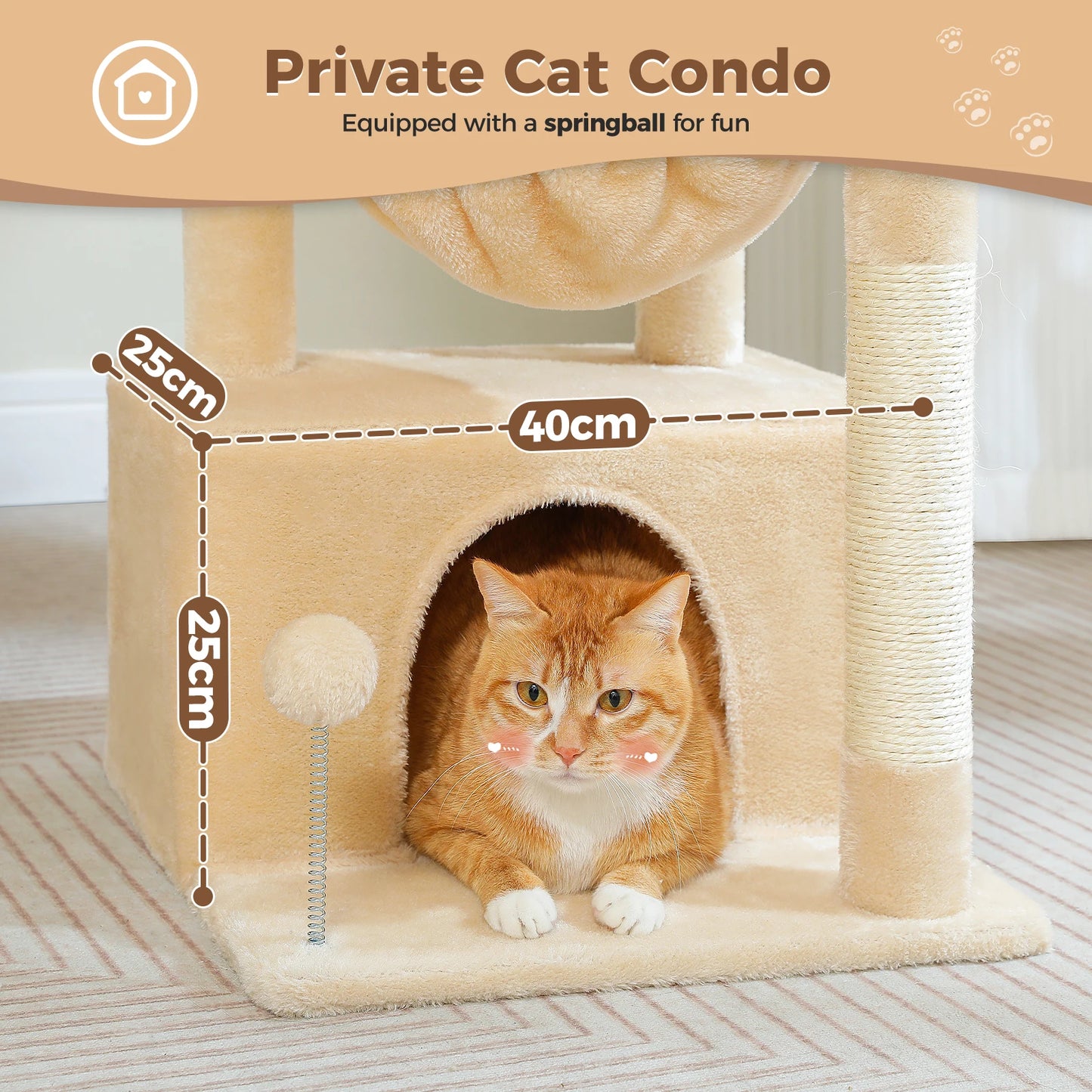 PAWZ Road 4-In-1 Cat Tree With Condo And Cozy Perch