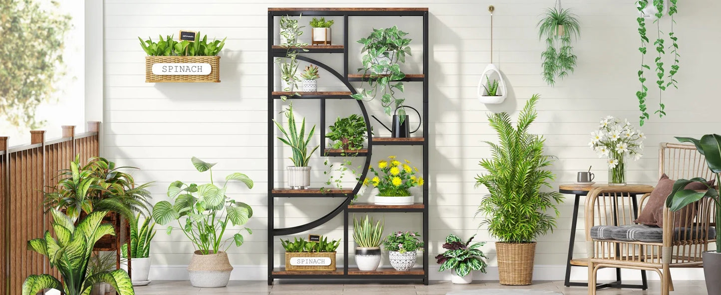 Tribesigns Industrial Etagere Bookshelf Freestanding Tall Display Shelf