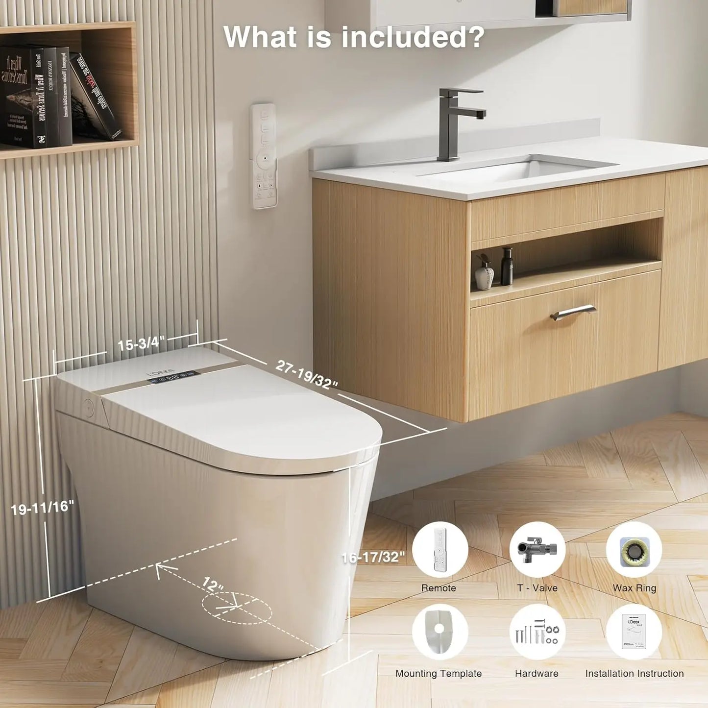 HUANZHUANG Smart Tankless Toilet with Heated Seat and Auto Flush