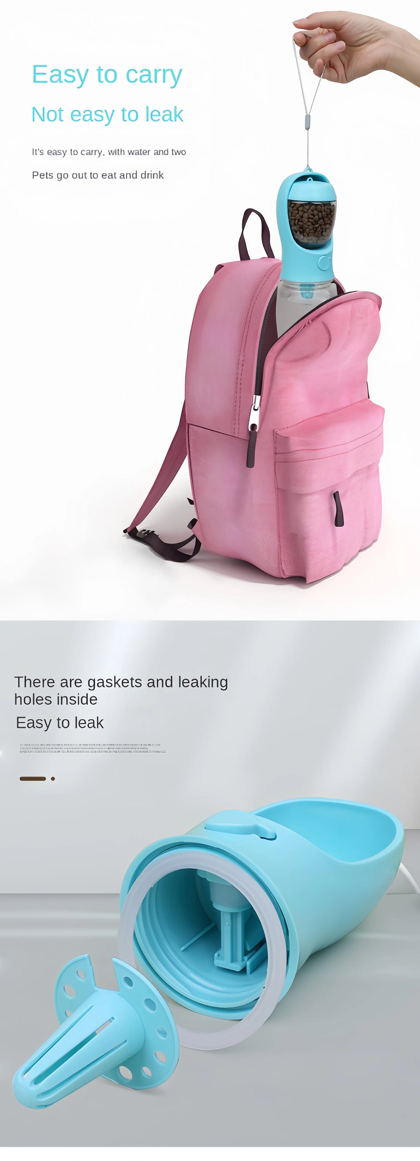 Portable Pet Water Bottle With Food And Water Storage Travel