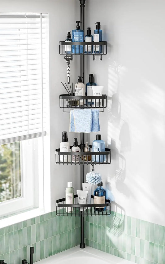 Adjustable 4 Tier Corner Shower Caddy Tension Pole Rustproof Organizer