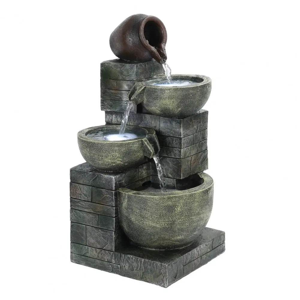 Flowing Water Rockery Fountain Ornament With Led Light For Garden