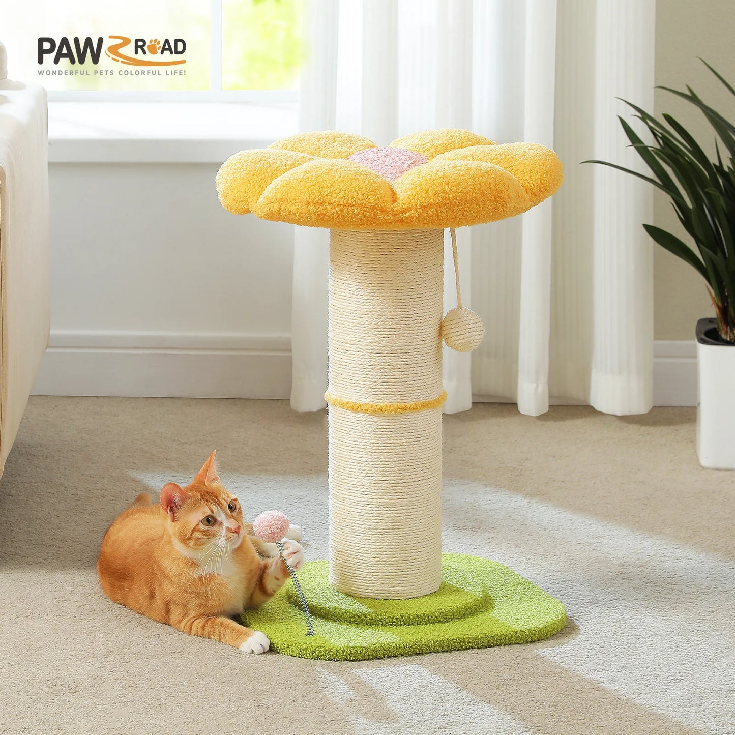 PAWZ Road Flower Small Cat Tree Scratching Post Natural Sisal