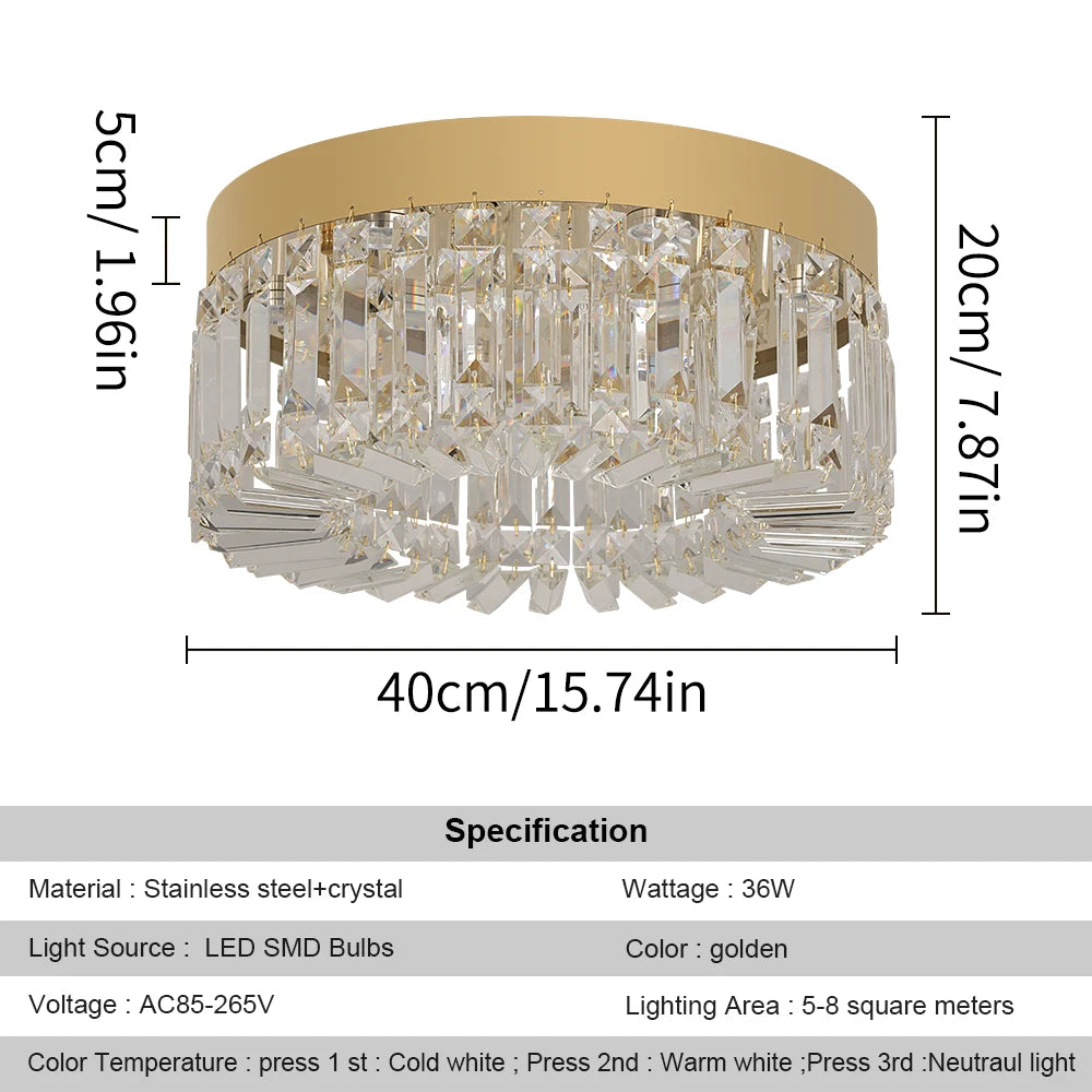 VETRULUS Crystal Ceiling Lamp Modern Chandelier Living Room