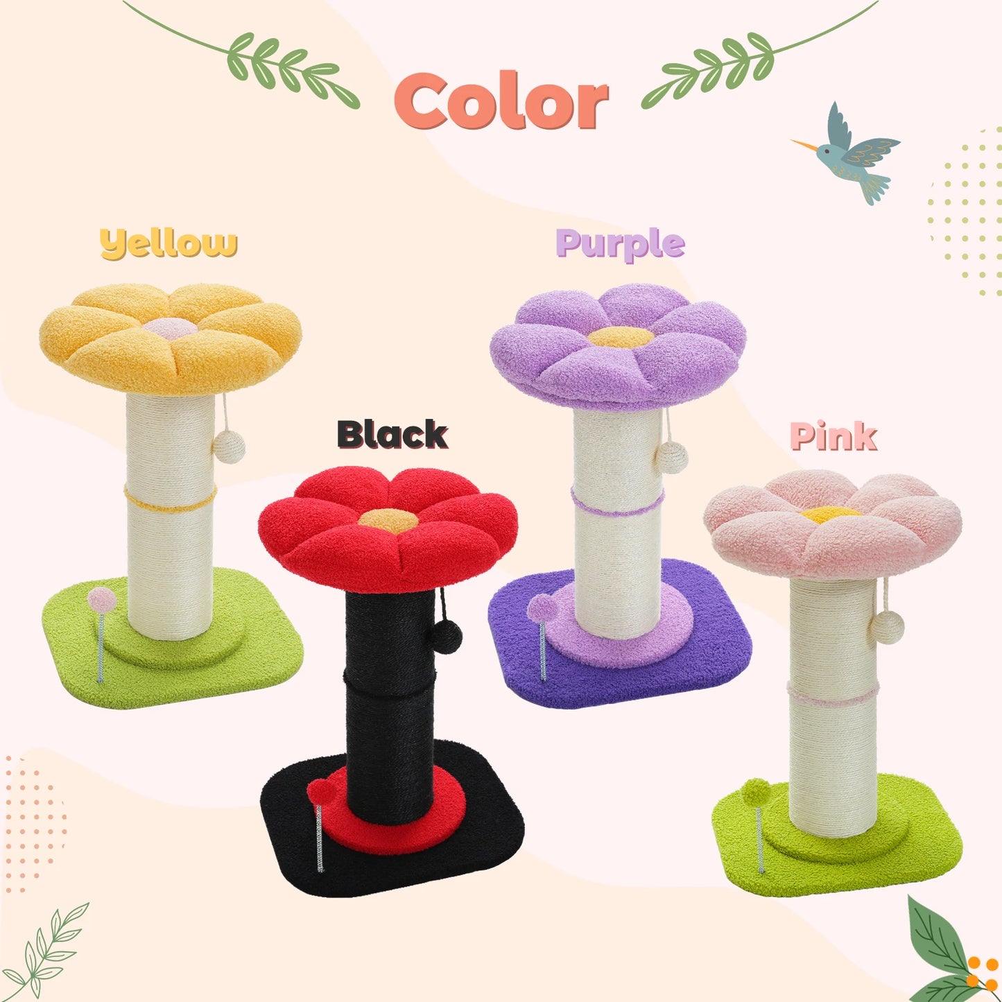 PAWZ Road Flower Small Cat Tree Scratching Post Natural Sisal