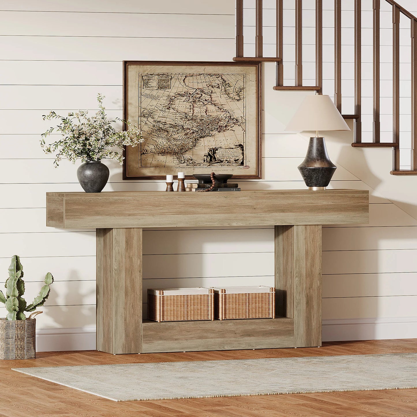 Tribesigns Farmhouse Console Table With U Shaped Base