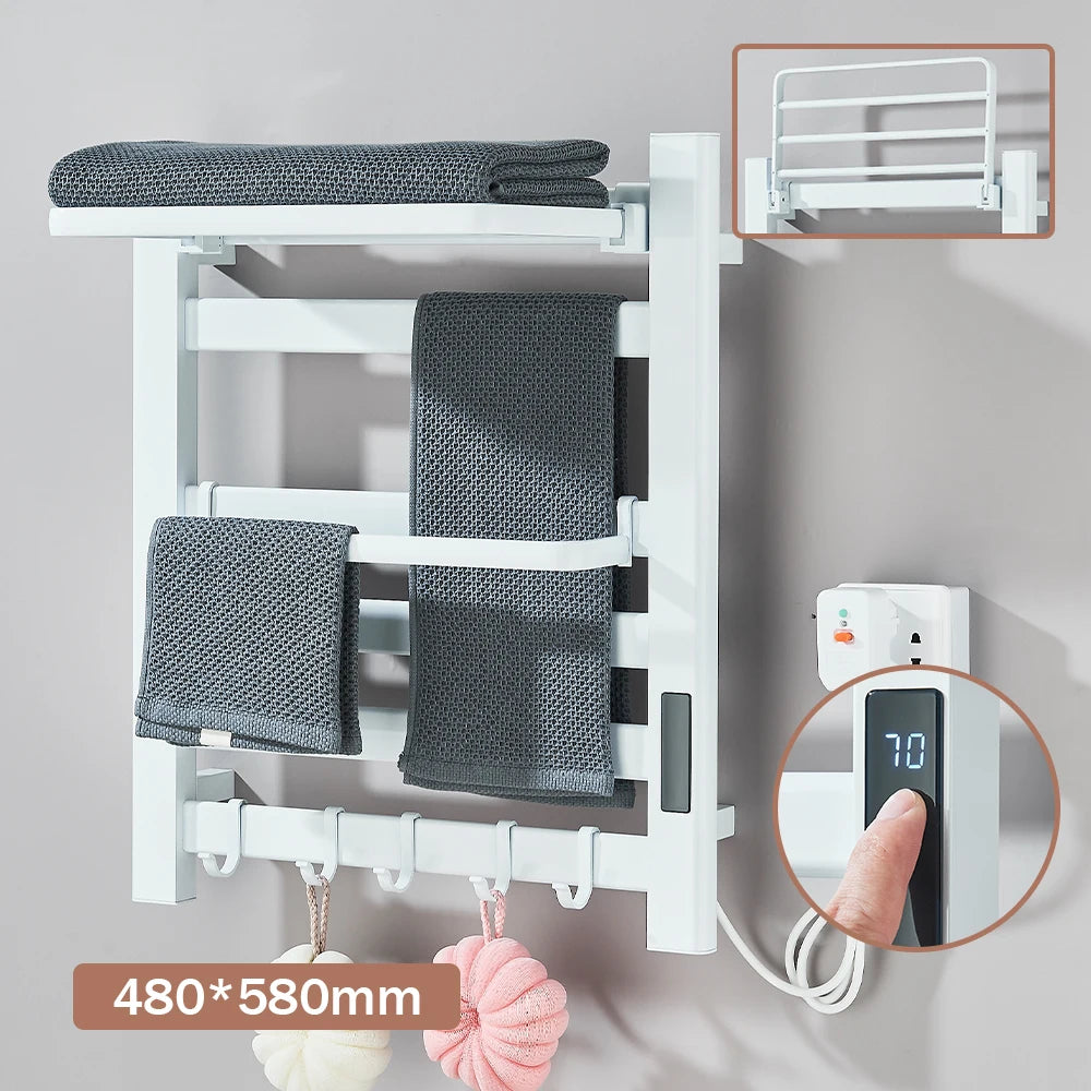 Onyzpily Thermostatic Heated Towel Rack With Digital Display Stainless Steel