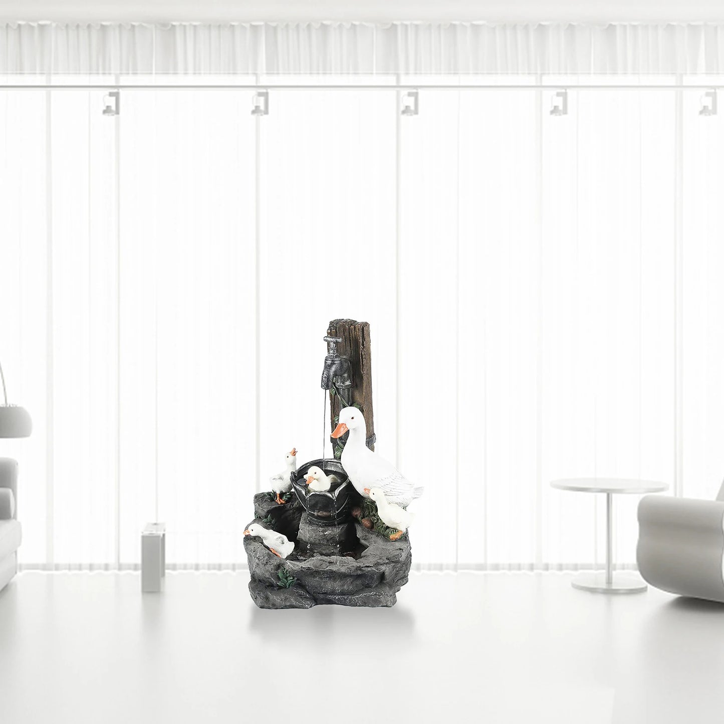 Alloet Funny Duck And Squirrel Fountain Ornament With Light