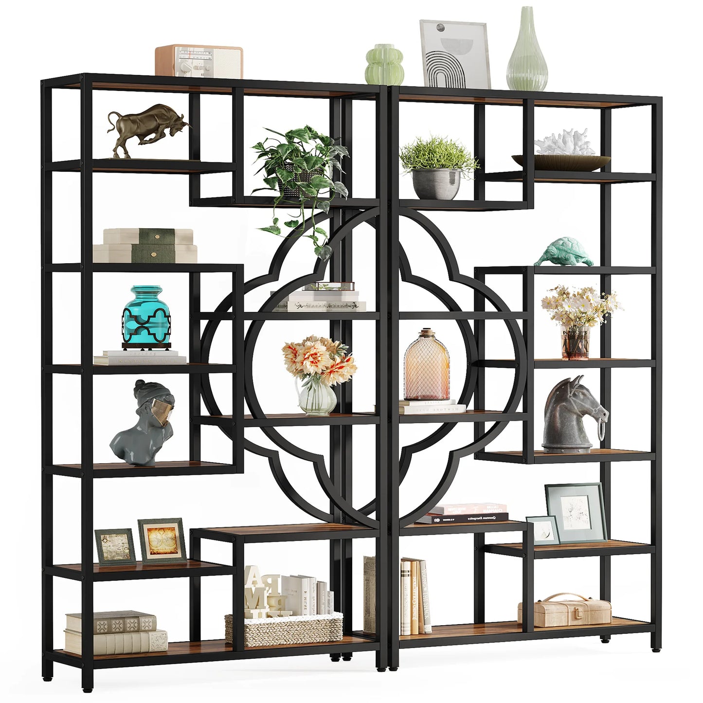 Tribesigns Industrial Etagere Bookshelf Freestanding Tall Display Shelf