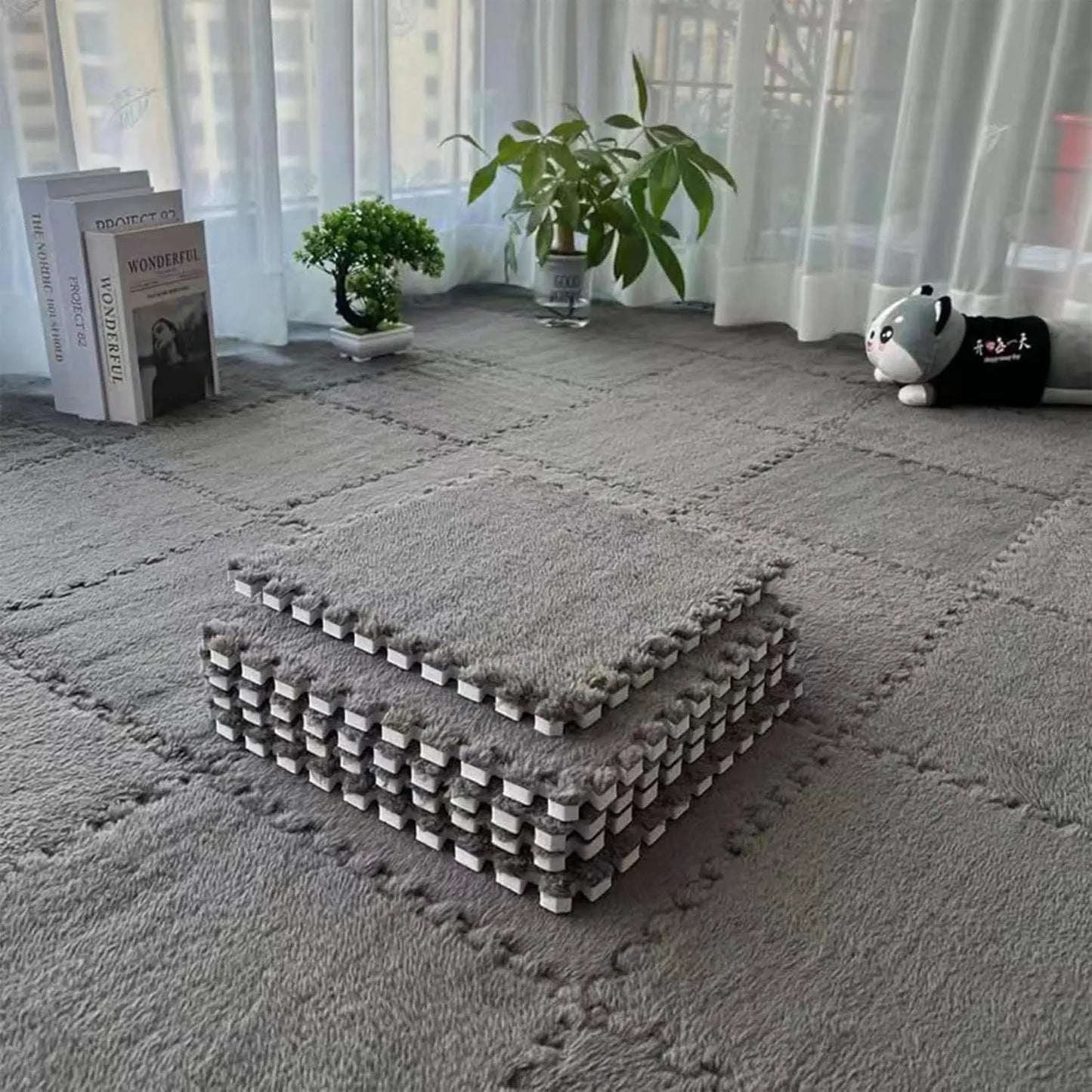 DHDH Soft Plush Interlocking Foam Kids Play Mat 10 Piece