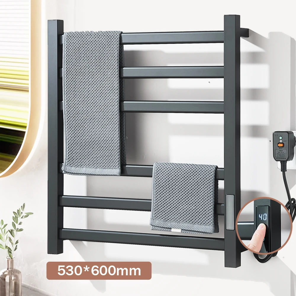 Onyzpily Thermostatic Heated Towel Rack With Digital Display Stainless Steel