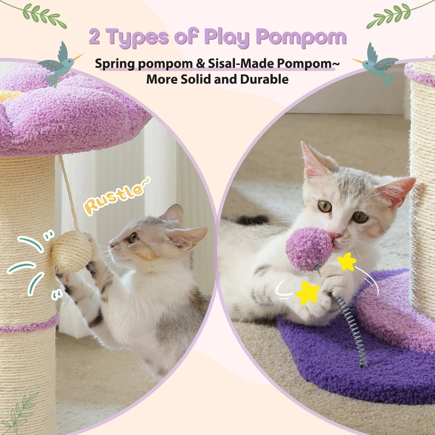 PAWZ Road Flower Small Cat Tree Scratching Post Natural Sisal