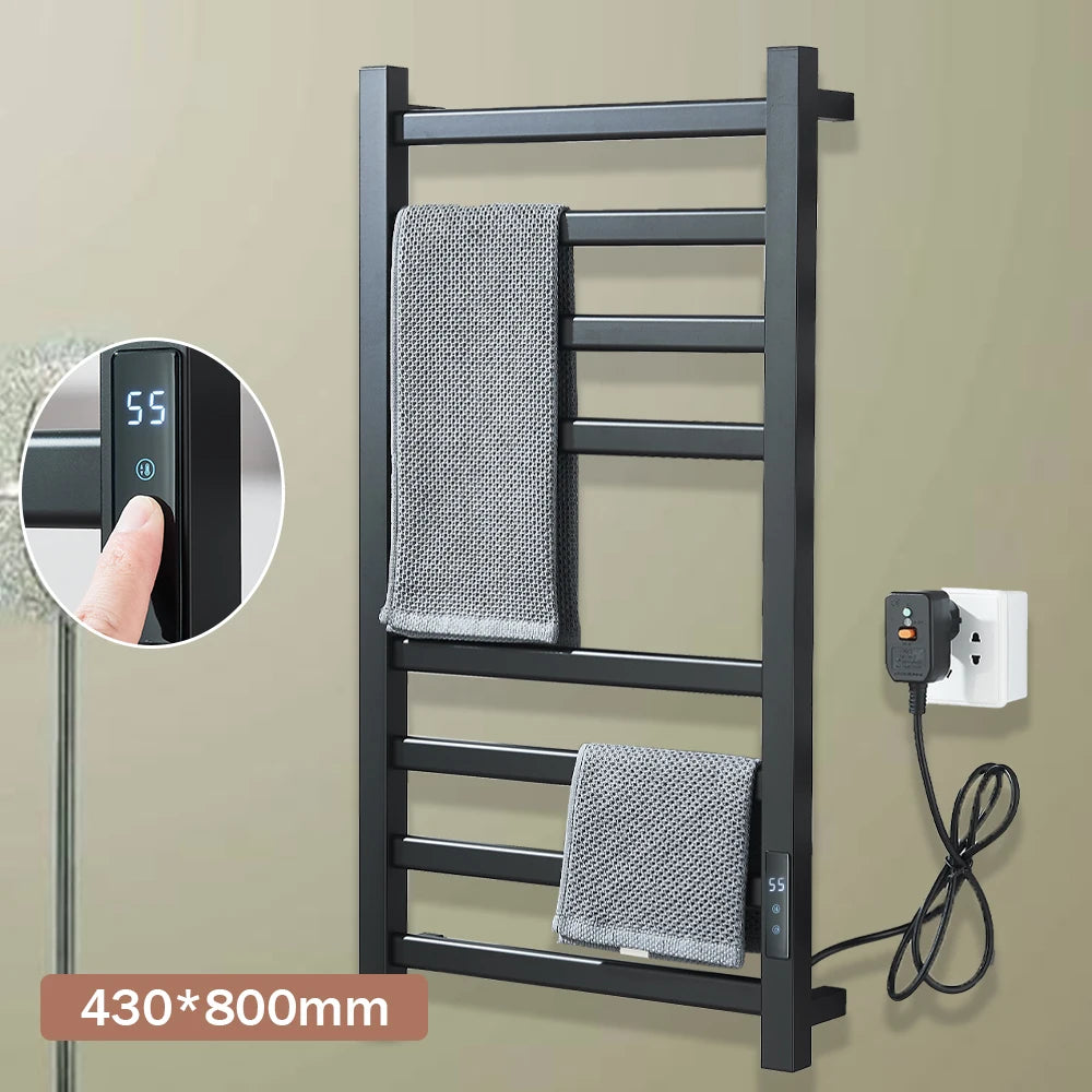 Onyzpily Thermostatic Heated Towel Rack With Digital Display Stainless Steel