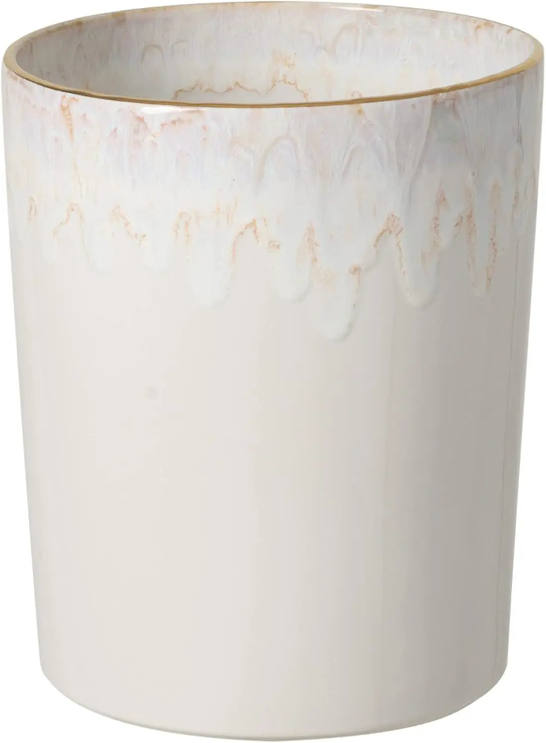 Ceramic Wastebasket in Taormina Collection, White Stoneware Bathroom Trash Can, 8 Inch Quality Bath Decor
