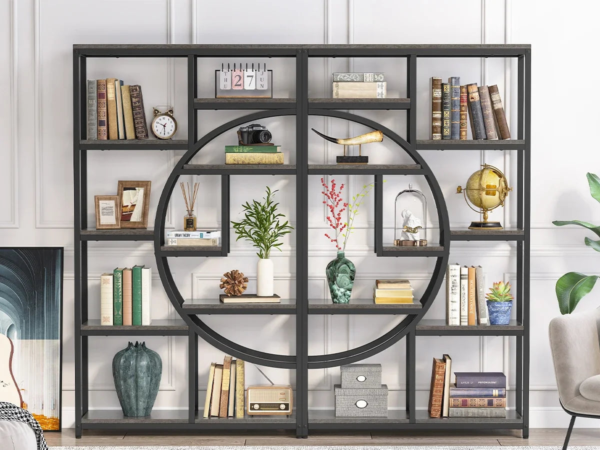Tribesigns Industrial Etagere Bookshelf Freestanding Tall Display Shelf