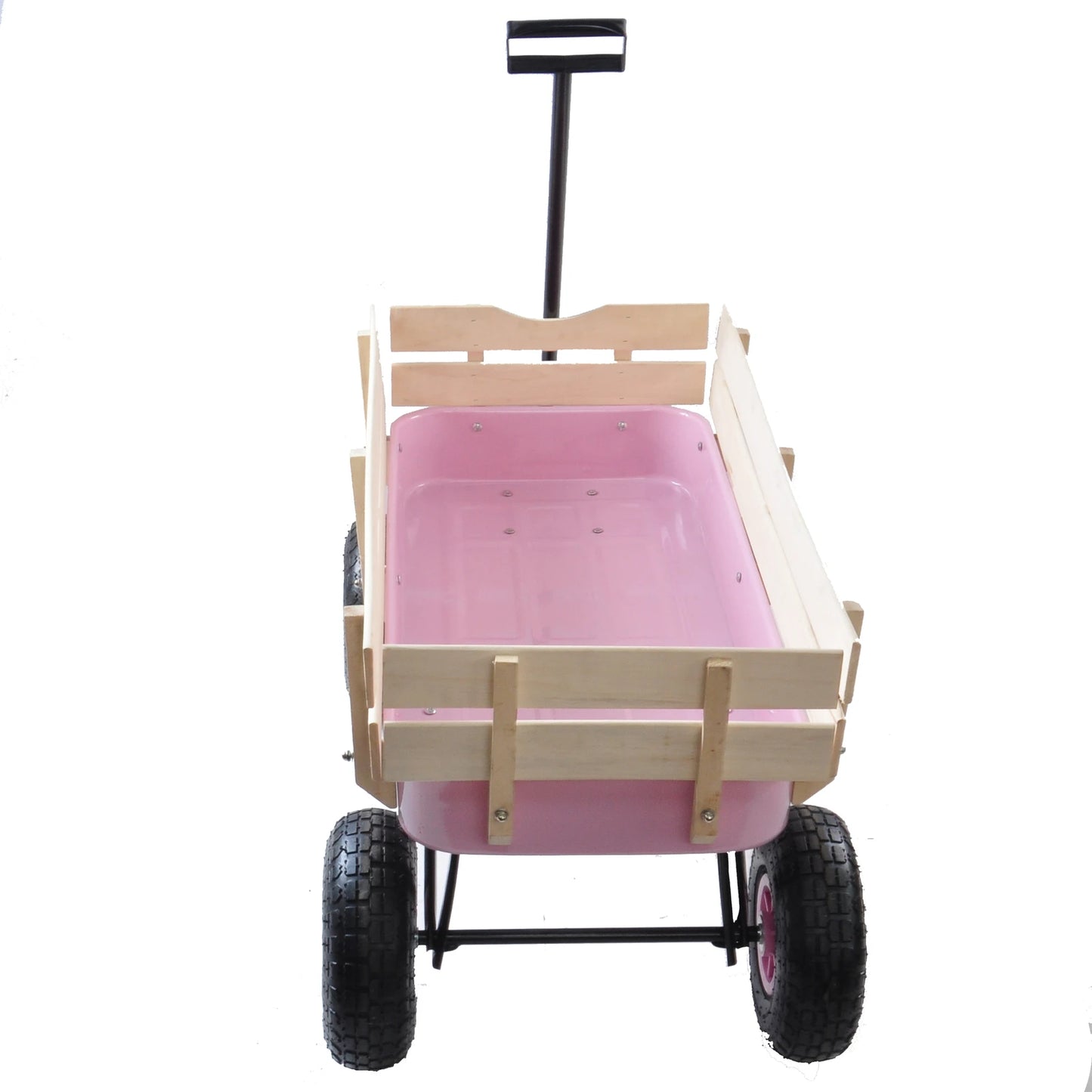 Outdoor Wagon Garden Cart With Wood Railing Air Tires