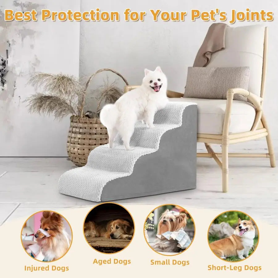 Dog Stairs Ramp Curved 4Step Steps For Small Dogs