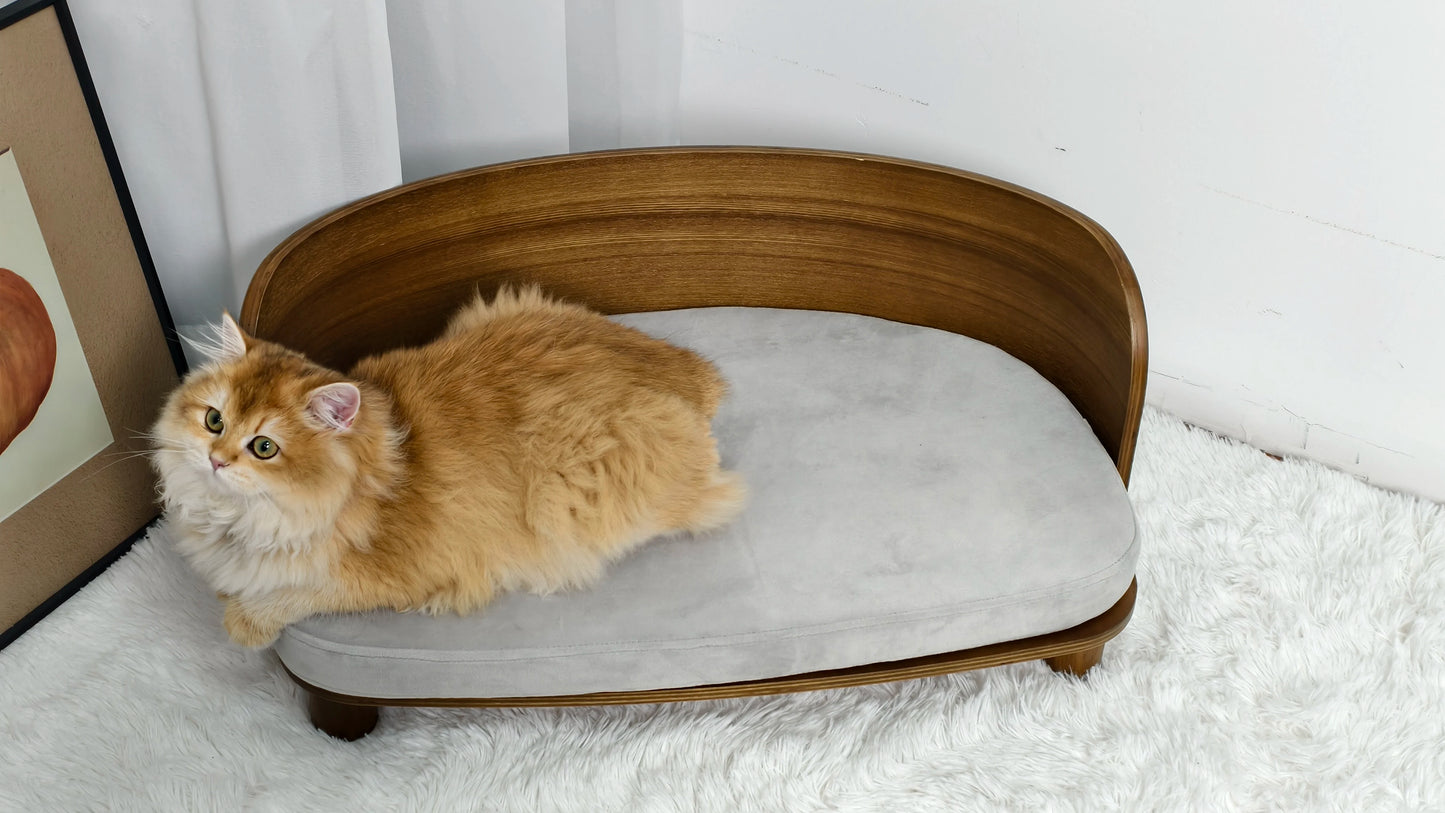 BINGOPAW Elevated Cat Bed Wooden Indoor Pet Sofa